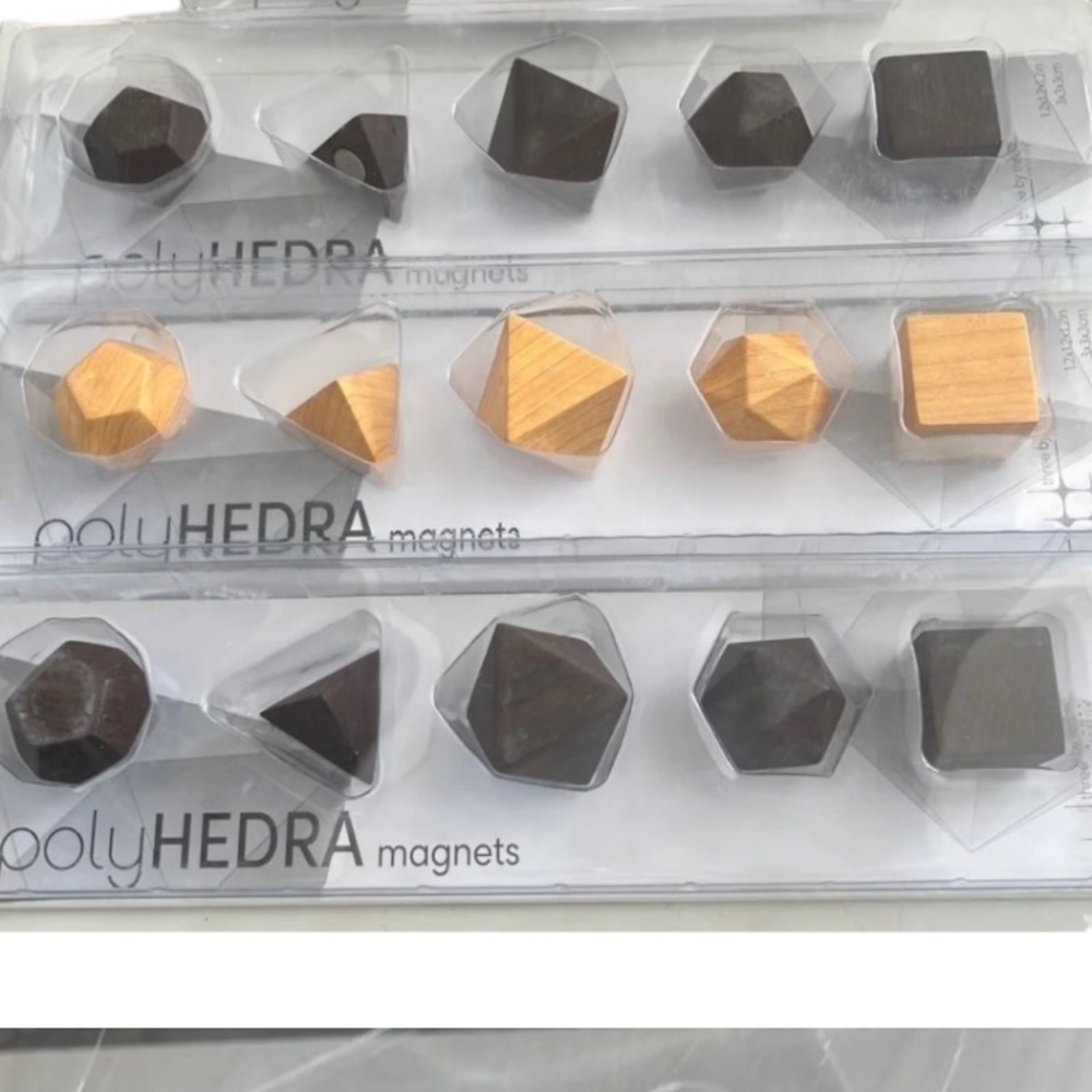Geometric Magnets Wood Polyhedral Shapes Set of 18 (3 Boxes) NIB